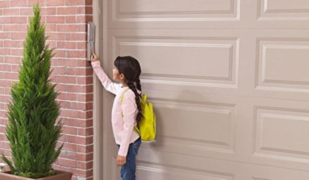 Garage door keypad in use